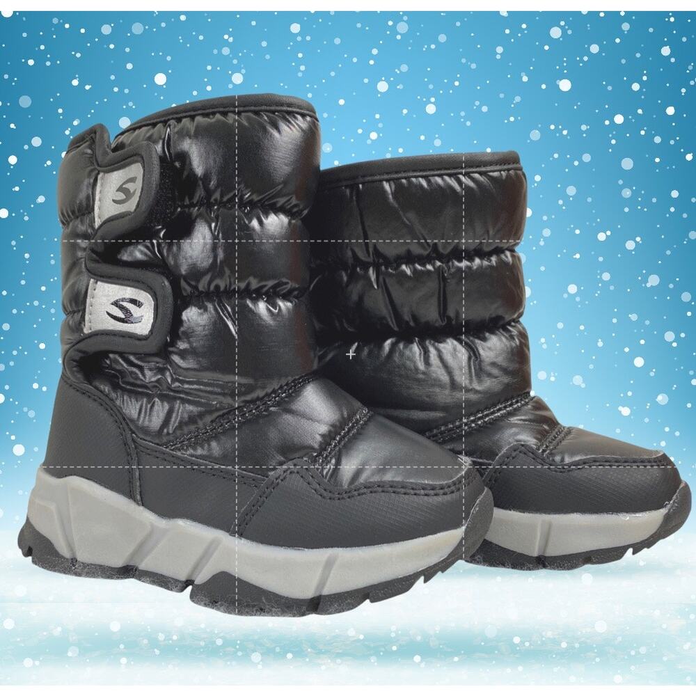 Tough UBFEN Puff Toddler 6C Side Cinch Lined Black Rain/Snow Boots